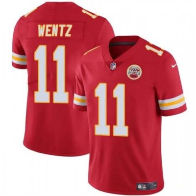 Youth Kansas City Chiefs 11 Carson Wentz Red Vapor Untouchable Limited Stitched Football Jersey