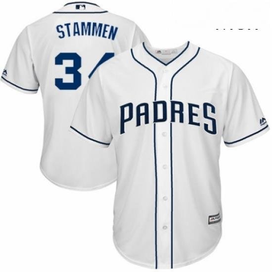 Mens Majestic San Diego Padres 34 Craig Stammen Replica White Home Cool Base MLB Jersey