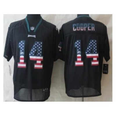 Nike Philadelphia Eagles 14 Riley Cooper Black Elite USA Flag Fashion NFL Jersey