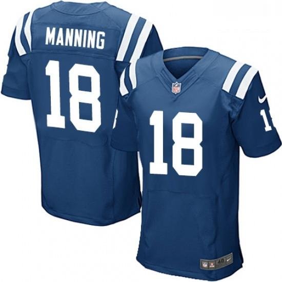 Men Nike Indianapolis Colts 18 Peyton Manning Elite Royal Blue Team Color NFL Jersey