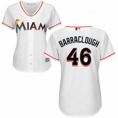 Womens Majestic Miami Marlins 46 Kyle Barraclough Replica White Home Cool Base MLB Jersey