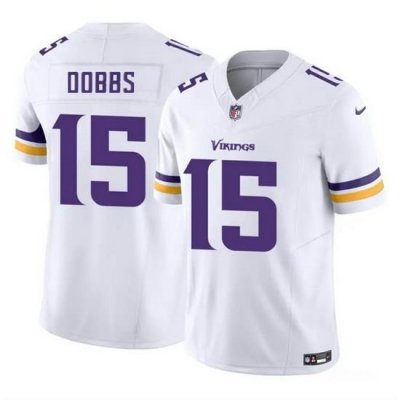 Men Minnesota Vikings 15 Josh Dobbs White 2023 F U S E  Vapor Untouchable Limited Stitched Jersey