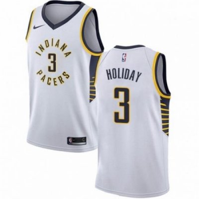 Mens Nike Indiana Pacers 3 Aaron Holiday Swingman White NBA Jersey Association Edition