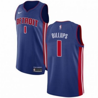 Mens Nike Detroit Pistons 1 Chauncey Billups Authentic Royal Blue Road NBA Jersey Icon Edition