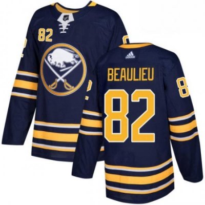 Mens Adidas Buffalo Sabres 82 Nathan Beaulieu Authentic Navy Blue Home NHL Jersey