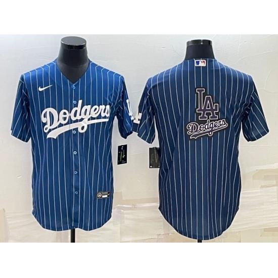 Men Los Angeles Dodgers Navy Team Big Logo Cool Base Stitched Baseball Jersey