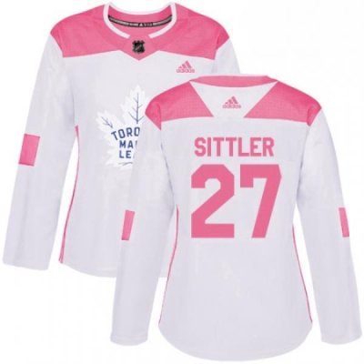 Womens Adidas Toronto Maple Leafs 27 Darryl Sittler Authentic WhitePink Fashion NHL Jersey