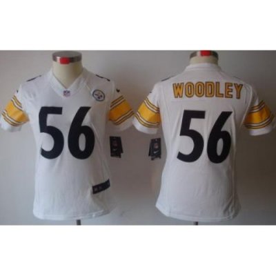 Women Nike Pittsburgh Steelers #56 Lamarr Woodley White Game LIMITED Nike NFL Jerseys