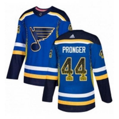 Mens Adidas St Louis Blues 44 Chris Pronger Authentic Blue Drift Fashion NHL Jersey