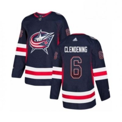 Mens Adidas Columbus Blue Jackets 6 Adam Clendening Authentic Navy Blue Drift Fashion NHL Jersey