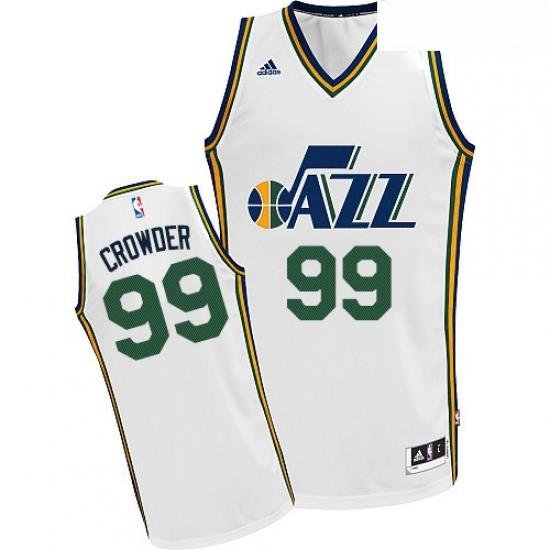 Mens Adidas Utah Jazz 99 Jae Crowder Swingman White Home NBA Jersey