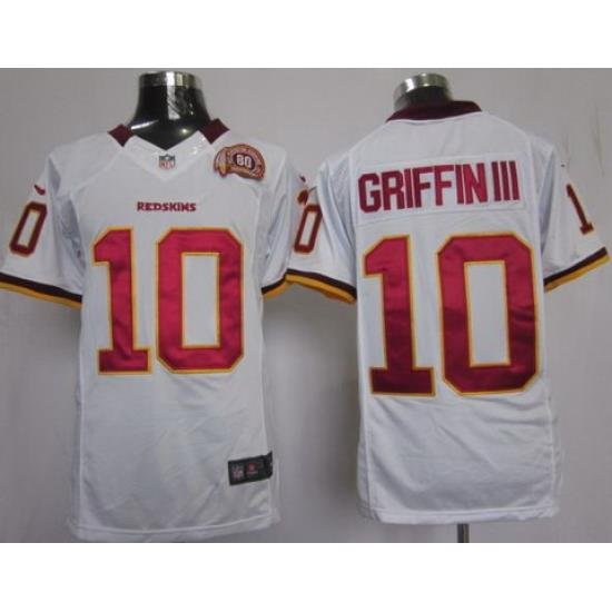 Nike Washington Redskins 10# Robert Griffin III White LIMITED Jersey W 80th P-atch