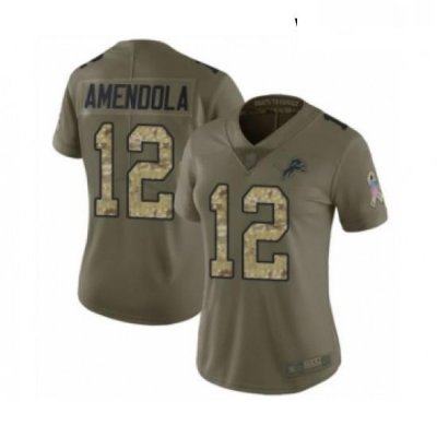 Womens Detroit Lions 12 Danny Amendola Limited Olive Camo Salute to Service Football Jersey