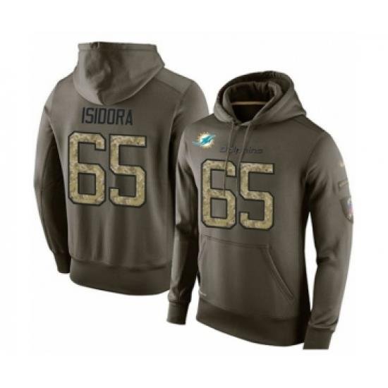 Football Miami Dolphins 65 Danny Isidora Green Salute To Service Mens Pullover Hoodie