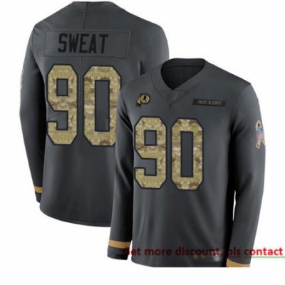 Redskins 90 Montez Sweat Anthracite Salute to Service Men Stitched Football Limited Therma Long Sleeve Jersey