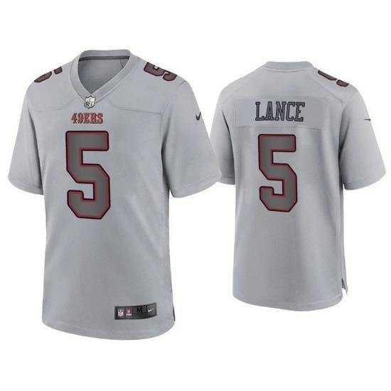 Men San Francisco 49ers 5 Trey Lance Grey Atmosphere Fashion Stitched Game Jersey