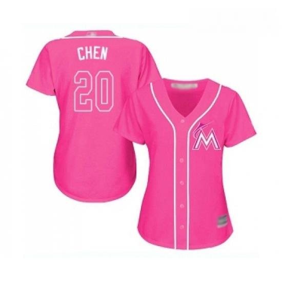 Womens Miami Marlins 20 Wei Yin Chen Replica Pink Fashion Cool Base Baseball Jersey