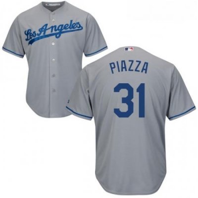 Youth Majestic Los Angeles Dodgers 31 Mike Piazza Authentic Grey Road Cool Base MLB Jersey