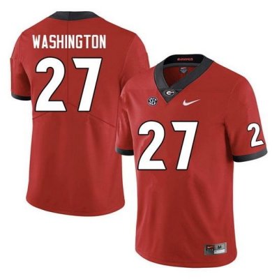 Men #27 C.J. Washington Georgia Bulldogs College Football Jerseys Sale-Red Anniversary