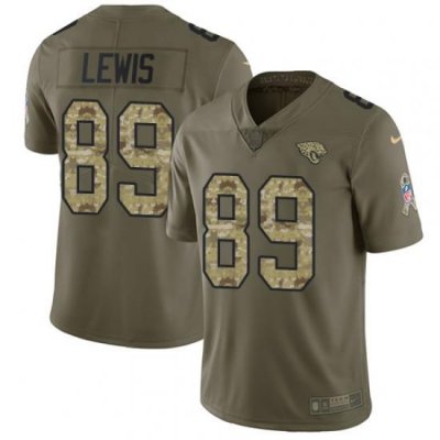 Youth Nike Jaguars #89 Marcedes Lewis Olive Camo Stitched NFL Limited 2017 Salute to Service Jersey