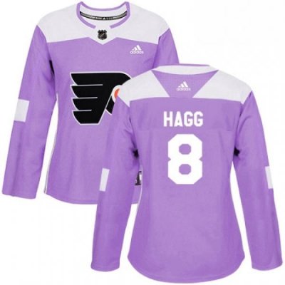 Womens Adidas Philadelphia Flyers 8 Robert Hagg Authentic Purple Fights Cancer Practice NHL Jersey