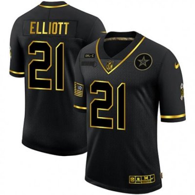 Nike Dallas Cowboys 21 Ezekiel Elliott Black Gold 2020 Salute To Service Limited Jersey