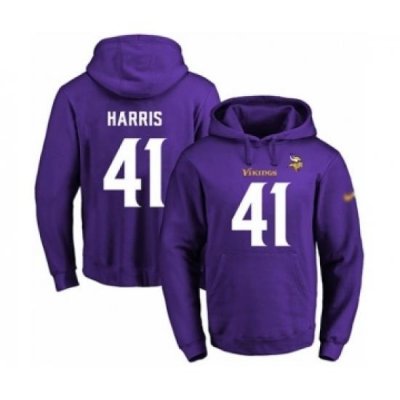 Football Mens Minnesota Vikings 41 Anthony Harris Purple Name Number Pullover Hoodie