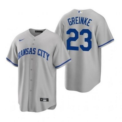 Men Kansas City Royals 23 Zack Greinke Grey Cool Base Stitched jersey