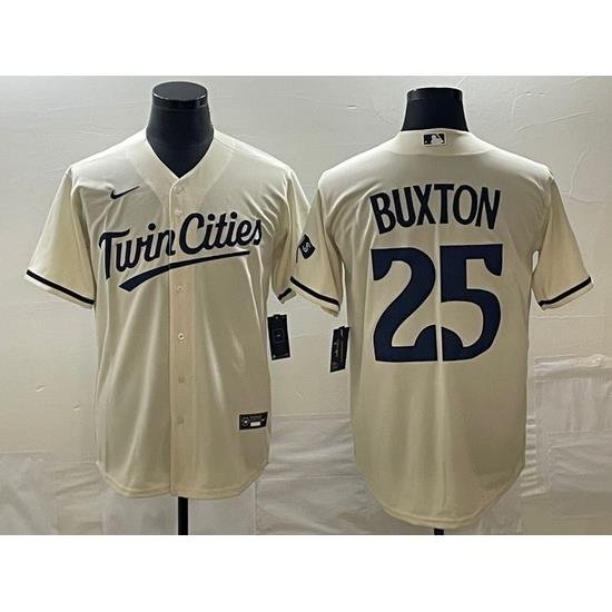 Men's Minnesota TWins #25 Byron Buxton 2023 Cream Cool Base Stitched Jersey