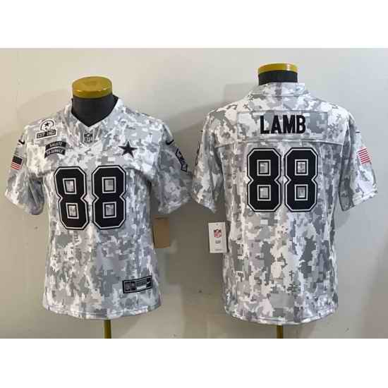 Youth Dallas Cowboys 88 CeeDee Lamb 2024 F U S E Arctic Camo Salute To Service Limited Stitched Football Jersey 3