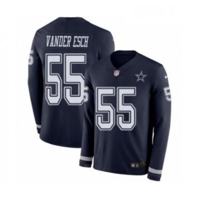 Mens Nike Dallas Cowboys 55 Leighton Vander Esch Limited Navy Blue Therma Long Sleeve NFL Jersey