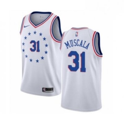 Mens Nike Philadelphia 76ers 31 Mike Muscala White Swingman Jersey Earned Edition