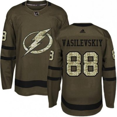 Mens Adidas Tampa Bay Lightning 88 Andrei Vasilevskiy Authentic Green Salute to Service NHL Jersey