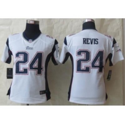 Women Nike New England Patriots #24 Darrelle Revis white Jerseys