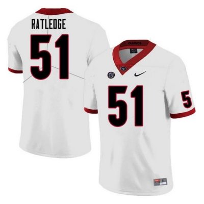 Men #51 Tate Ratledge Georgia Bulldogs College Football Jerseys Sale-White