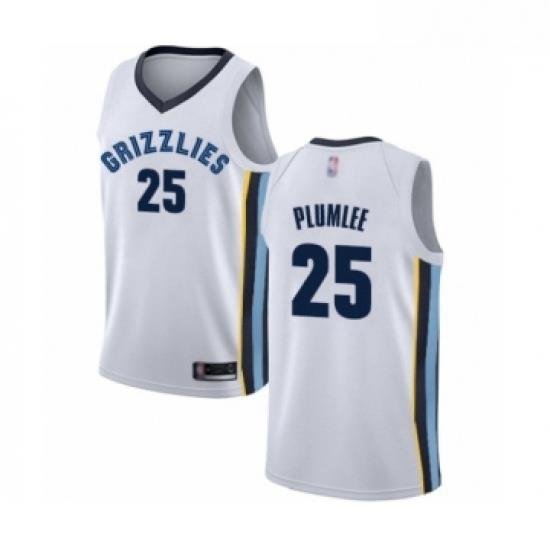 Womens Memphis Grizzlies 25 Miles Plumlee Authentic White Basketball Jersey Association Edition