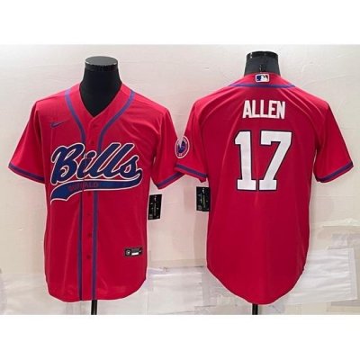 Men Buffalo Bills 17 Josh Allen Red Cool Base Stitched Baseball Jersey