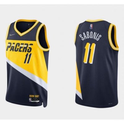 Men Indiana Pacers 11 Caris Levert 2021 22 Navy City Edition 75th Anniversary Stitched Basketball Jersey