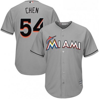 Youth Majestic Miami Marlins 54 Wei Yin Chen Replica Grey Road Cool Base MLB Jersey