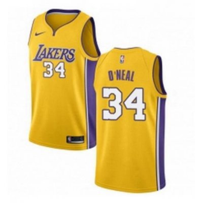 Youth Nike Los Angeles Lakers 34 Shaquille ONeal Swingman Gold Home NBA Jersey Icon Edition