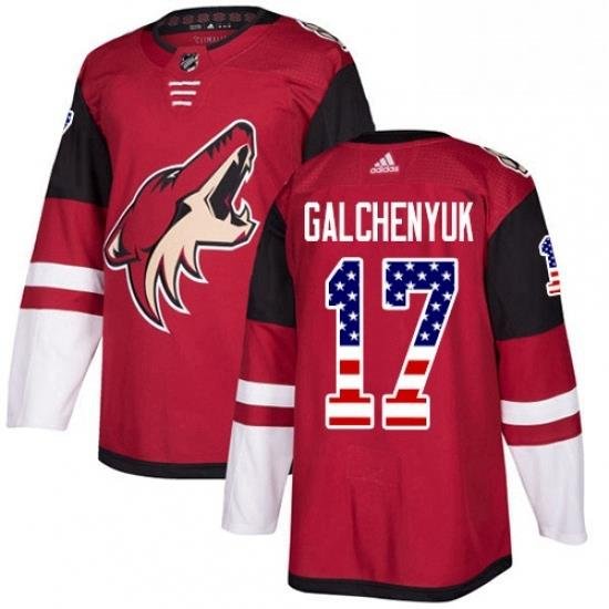 Mens Adidas Arizona Coyotes 17 Alex Galchenyuk Maroon Home Authentic USA Flag Stitched NHL Jersey