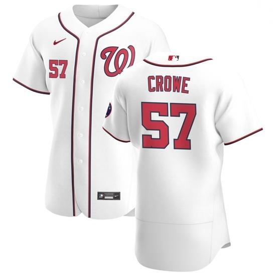 Washington Nationals 57 Wil CroWe Men Nike White Home 2020 Authentic Player MLB Jersey