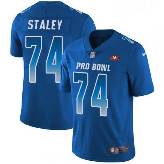 Mens Nike San Francisco 49ers 74 Joe Staley Limited Royal Blue 2018 Pro Bowl NFL Jersey