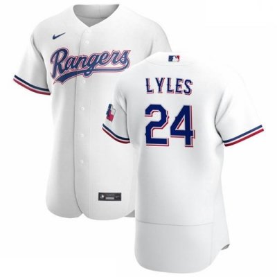 Texas Rangers 24 Jordan Lyles Men Nike White Home 2020 Authentic Player MLB Jersey