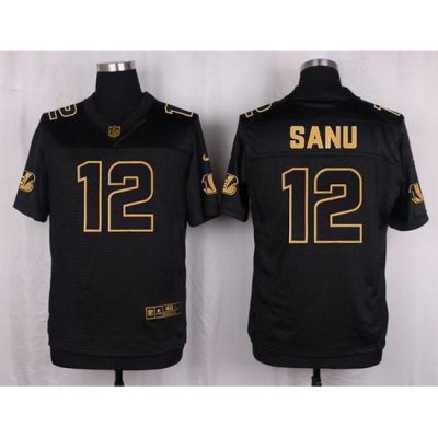 Nike Bengals #12 Mohamed Sanu Black Mens Stitched NFL Elite Pro Line Gold Collection Jersey