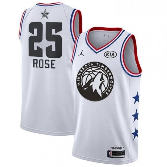 Mens Nike Minnesota Timberwolves 25 Derrick Rose White Basketball Jordan Swingman 2019 All Star Game Jersey