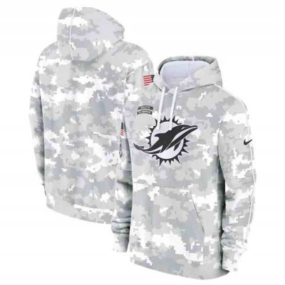 Men's Miami Dolphins 2024 Arctic Camo Salute to Service Club Fleece Pullover Hoodie