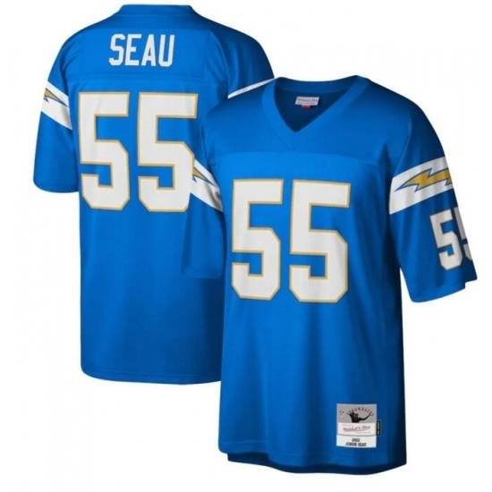 Men Los Angeles Chargers 55 Junior Seau Light Blue M&N Throwback Jersey