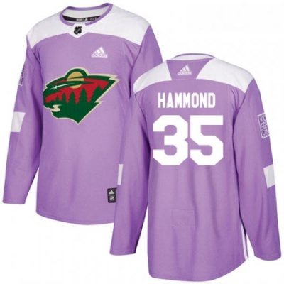 Youth Adidas Minnesota Wild 35 Andrew Hammond Authentic Purple Fights Cancer Practice NHL Jersey