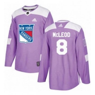 Mens Adidas New York Rangers 8 Cody McLeod Authentic Purple Fights Cancer Practice NHL Jersey